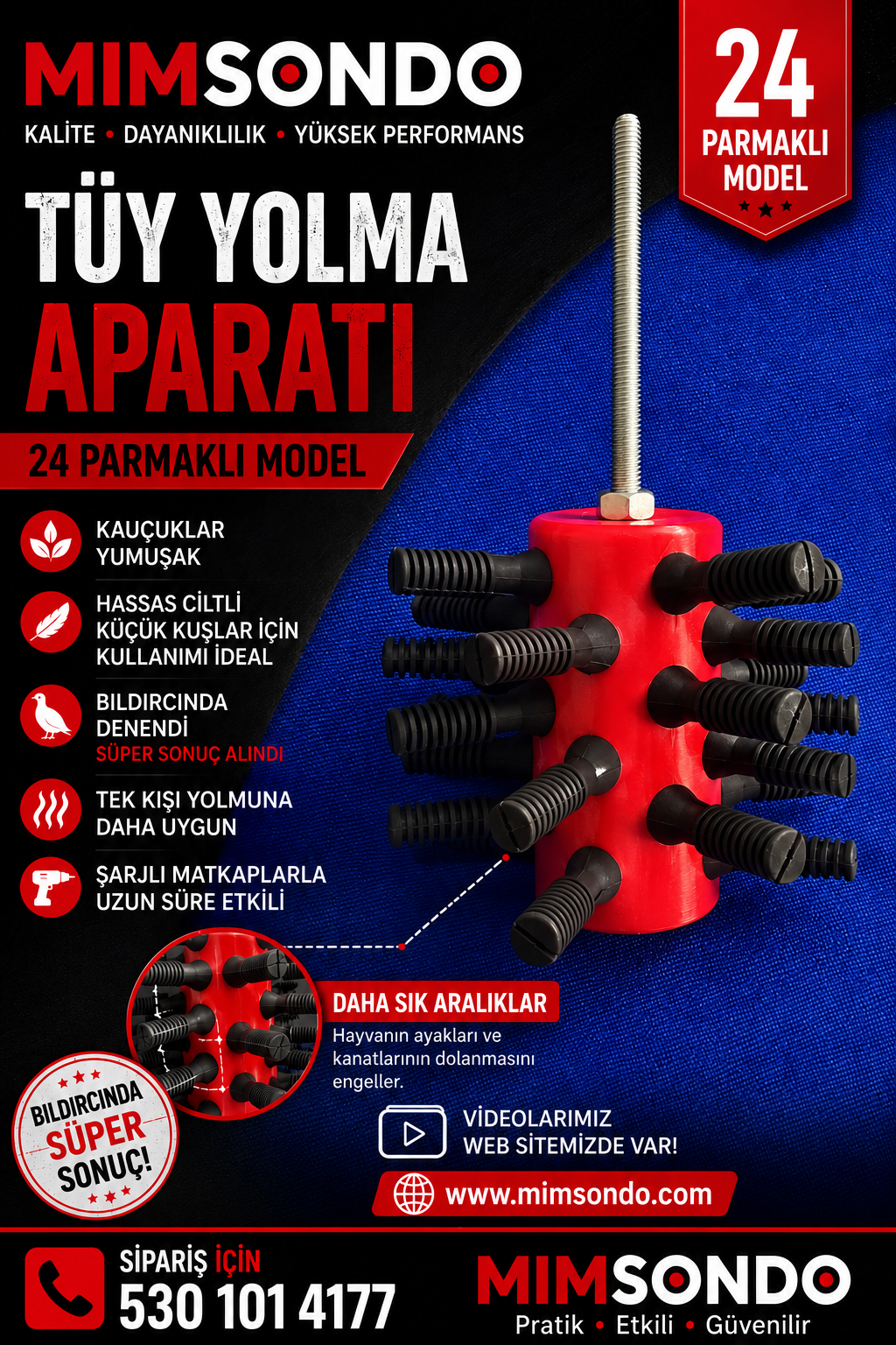 24 Parmaklı Tüy Yolma Aparatı